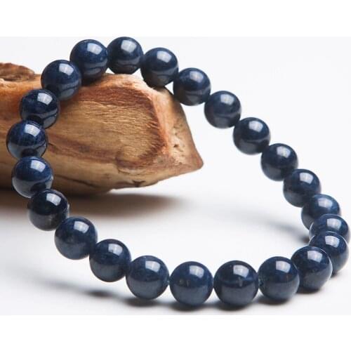 Natural Blue Sapphire Gemstone Bracelets For Women Female Man Stretch Crystal Round Beads Bracelet 7mm 8mm 9mm 10mm AAAA