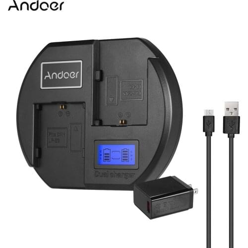 Andoer US Plug Fast Charger Dual-channel Camera Battery Charger Quick Charging LCD Display USB for Canon LP-E6 for Canon EOS
