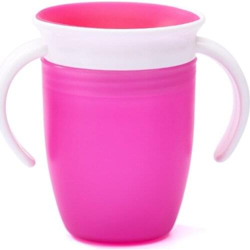 360 Degrees Can Be Rotated Baby Learning Drinking Cup with Double Handle Flip Lid Leakproof Infants Water Cups Bottle BPA Free