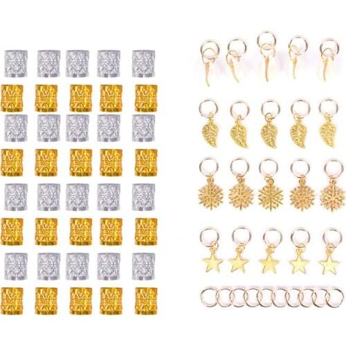 80/90/100pcs Metal African Hair Rings Beads Cuffs Tubes Charms Dreadlock Dread Hair Braids Jewelry Decoration Accessories