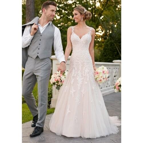 Eightale Beach Wedding Dress Boho Lace Bridal Dress Appliques Spaghetti Strap Tulle Romatic Wedding Gowns trouwjurken