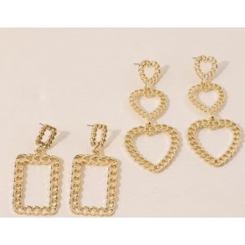 European American Jewelry Retro Love Chain Hollow Earrings INS Popular Street Style Earrings Exaggerated Earrings