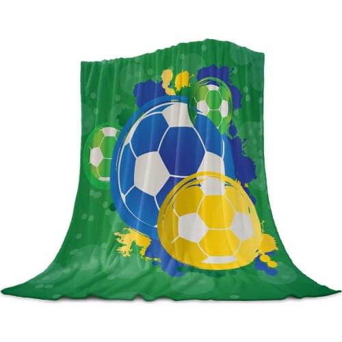 Football Green Graffiti Athletic Flannel Blanket for Sofa Microfiber Throw Bedspread Blanket Cover for Bed