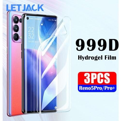 3Pcs 999D Hydrogel Film For OPPO Reno 4 5 6 Pro Plus Find X2 X3 Neo Screen Protector OPPO Reno 2z 10x zoom A52 A72 A92 Not Glass