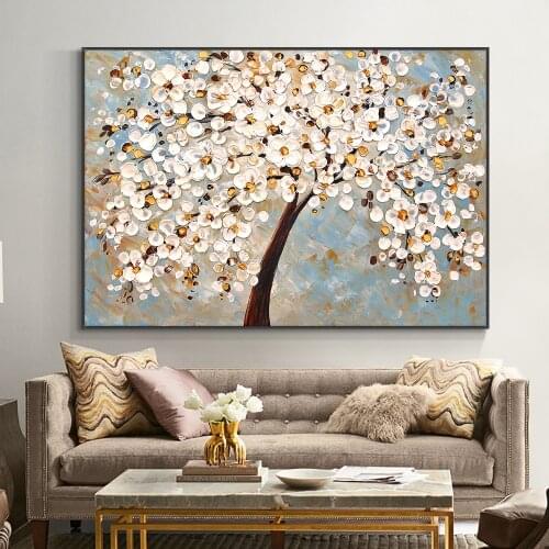 Yiqing Plum Bossom Flowers Painting 100% Hand Painted Oil Painting On Canvas Modern Flower Wall Art Painting For House Decor