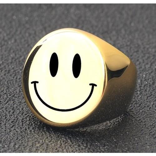 Stainless Steel Ring for Women Punk Style Jewelry Wedding Rings Lucky Jewelry Smile Ring INS Fashion Rings for Men