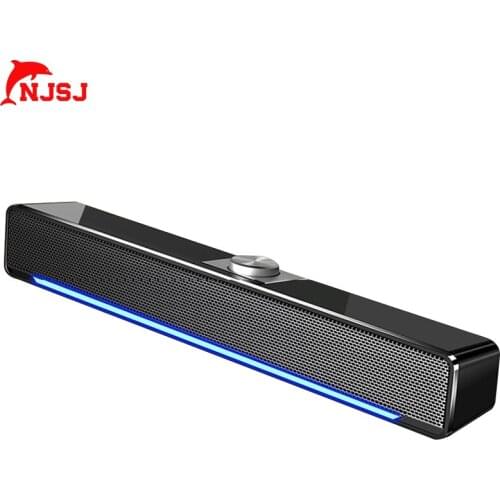 NJSJ Computer Speakers 3.5mm Aux Input with LED Atmosphere Light Stereo Desktop Speaker for PC Laptops Tablets TV