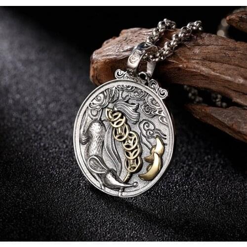 Zodiac Rat Round card Pendant Pure 925 Sterling Silver Cloud Women Men Necklace Pendant Jewelry 2021 New Arrival wholesale