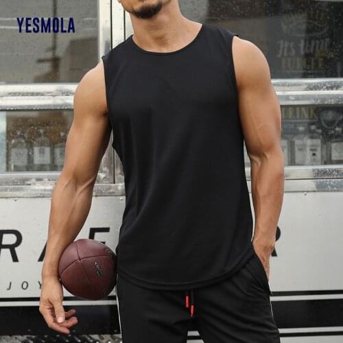 YESMOLA Summer Mens Sports Vest Fashion Brand Fitness Training Sleeveless Basketball Mens Quick Drying Breathable Tank Top