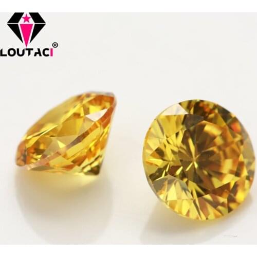 LOUTACI High Quality Factory Price Available for Custom Brilliant Cut 5AAAAA Round Golden Yellow Big Size 8-16 mm