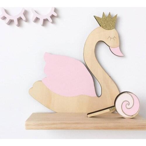 Cartoon Bear Wall Floating Shelf Wooden Cloud Pink Crown Shaped Storage Rack Kids Girls Room Decorations Nursery Organizer