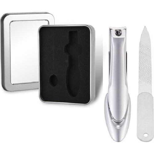 Toe Nail Clipper Set High-grade Extra Large Manicure Trimmer Nail Cutter with Nail File Gift Metal Box Nail Tools Brown FH04