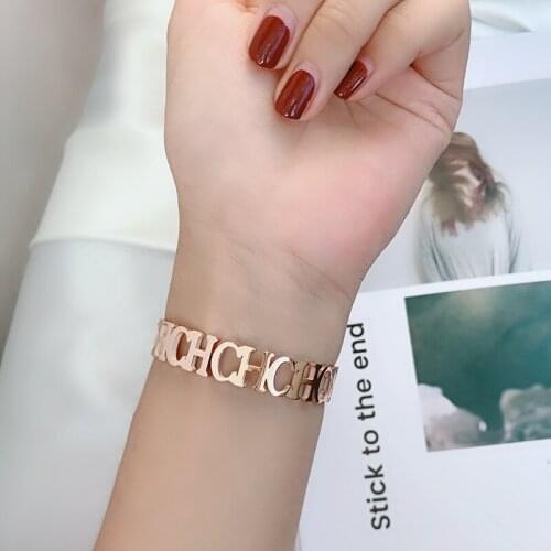 YUN RUO 2019 New Arrival Fashion Elegant Letters Bangle Rose Gold Color Titanium Steel Jewelry Woman Never Fade Drop Shipping