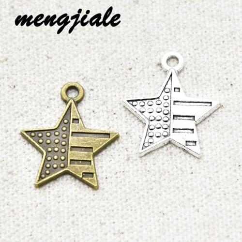 20pcs Wholesale Two Color Five-Pointed Star Charms Alloy Metal Pendants For DIY Handmade Jewelry Accessories Making 23*20mm