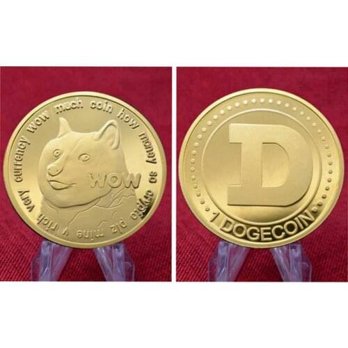 1 Dogecoin Commemorative Coins Cute Dog Pattern Dog Year Collection Coins Gold Plate