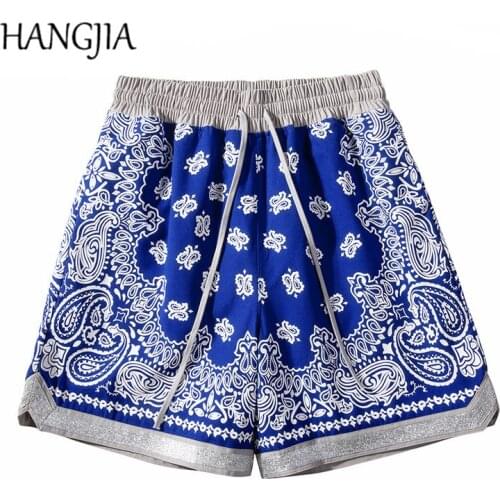 Retro Cashew Flowers Casual Shorts Summer Streetwear Fashion Patchwork Knee-length Men Women Paisley Printing Sweat Shorts