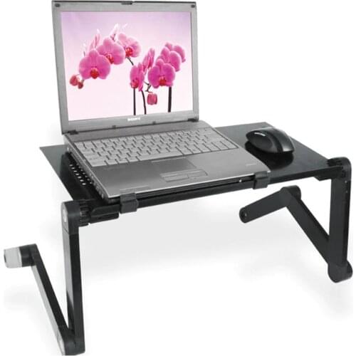 New Adjustable Aluminum Laptop Desk Table Ergonomic TV Bed Lapdesk Tray PC Notebook Table Desk Stand With Cooling Fan Mouse Pad