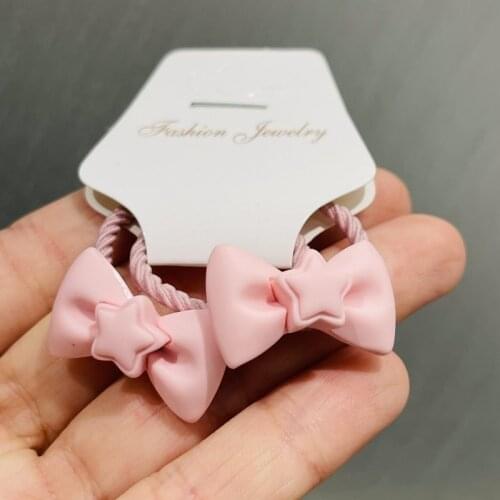 2Pcs/Set Candy Color Bow Hair Accessories Children Rubber Bands Scrunchies Elastic Hair Bands Girls Decorations Ties Kids Gift