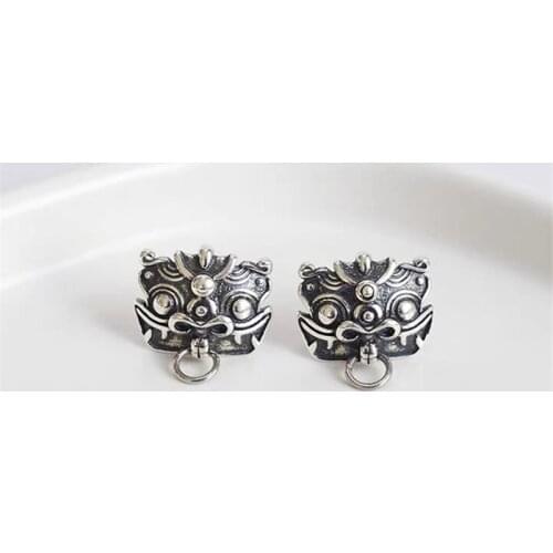 Back To Ancient Chinese Mythology Animal Glutton Stud Earrings Ward Off Evil Fortune Lucky Wealth Stud Earrings Mens Earrings