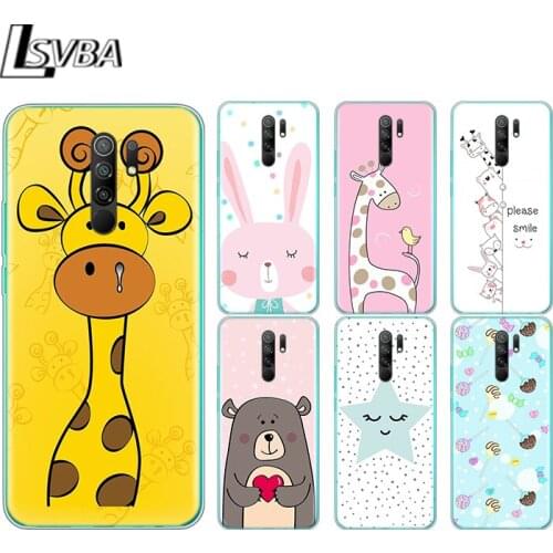 Cartoon Animal Giraffe Silicone Cover For Xiaomi Redmi Note 9 9A 9AT 9C 9S Pro Max 9T 8T 8 7 6 5 Pro 5A 4X 4 Phone Case