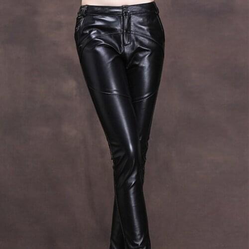 Comfortable Sheepskin Black Wide Leg Pants Womens 2021 Spring Real Leather Casual Capris Casual Female Wear