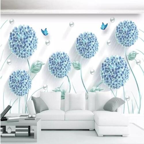 Wellyu Custom wallpaper 3d Photo Murals Modern Simple Embossed Dandelion Nordic Background Wall paper painting papel de parede