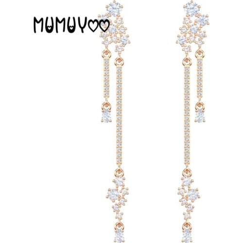SWA Fashion Jewelry High Quality Charm Elegant Rose Gold Star Moon Series Earrings Romantic Christmas Gift for Girlfriend