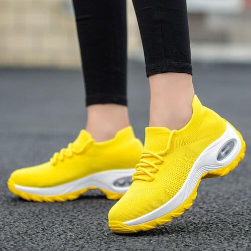 Wedges Shoes For Women Yellow Sneakers Comfort Ladies Trainers Women Casual Shoes Platform Shoes Plus Size Chaussures Femme
