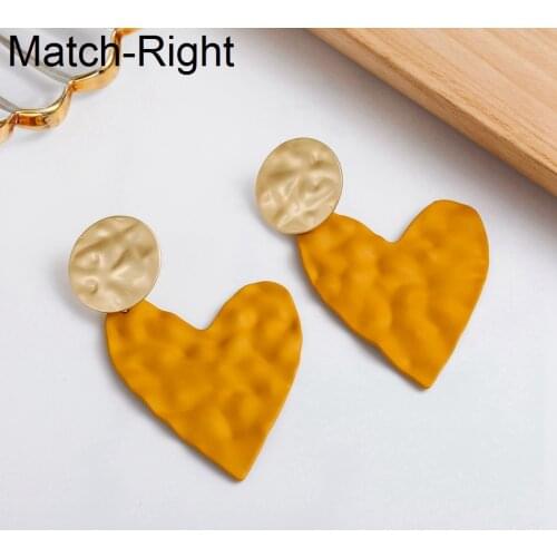 Match-Right Women Statement Long Big Heart Earrings Vintage Korean Large Drop Earrings Pendant Female Jewelry amazing price