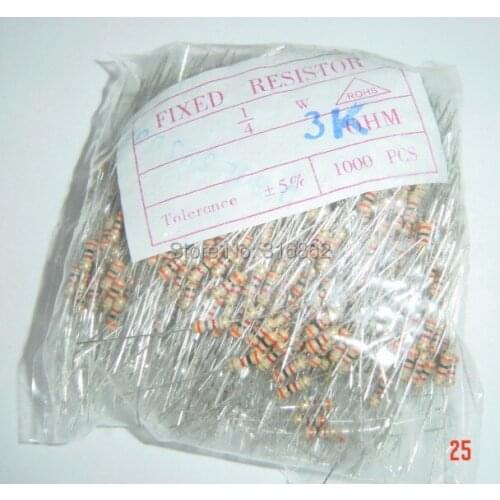 1/4W1K 1K 0.25W 1K 0.25W1K Carbon film 5% 1000pcs/LOT Free shipping