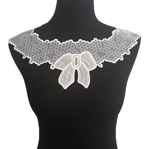 Black and white lace false collar applique fabric embroidery DIY clothing craft supplies material accessories 1 piece for sale