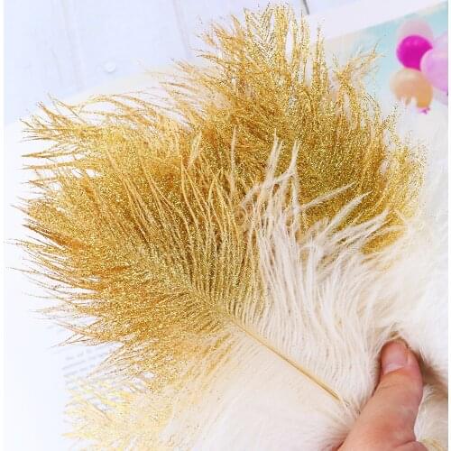 6-8inch Glitter White Ostrich Feather DIY Jewelry Accessory feathers for Crafts Wedding Party Decoration Plume 10Pcs
