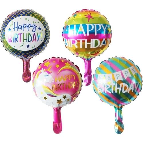 10pcs/Lot 10Inch Happy Birthday Round Foil Air Inflatable Balloons Girl Boy Gift Birthday Party Decoration Baby Shower Globos