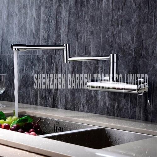 100% Brass Folding Wall Mount 360 Swivel Kitchen Faucet Sink Faucet Single Handle Chrome Faucet Pot Filler Faucet