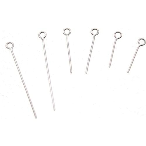 100pcs 20 25 30 35 40 45 50 70 mm Stainless steel Eye Pins Findings 9 Eye Head Pins For Jewelry Making Supplies DIY Accessories