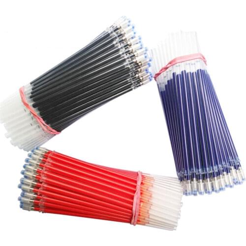 100pcs/Set 0.5mm Gel Ballpoint Pen Refill Rod Pens Black Blue Red Permanent Ink Bullet Refills School Office Writing Stationery