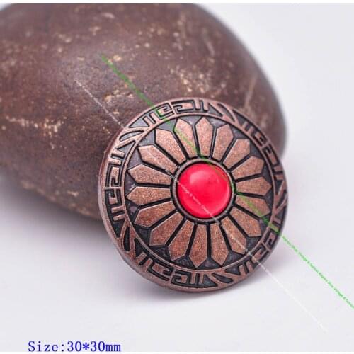 10X 30mm Antique Copper Sun Flower Red Natural Turquoise Leathercraft Accessories Western Saddle Tack Conchos Button Screwbac