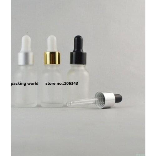 15ml frosted glass bottle essential oil bottle with sliver/gold/black aluminum cap silicon/glass dropper for cosmeticl packaging