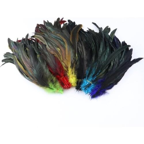 25-30CM Colorful High Quality Rooster Feathers Tail 100Pcs/Bundle Chicken Plumes For Crafts Wedding Decoration Clothes Accessory