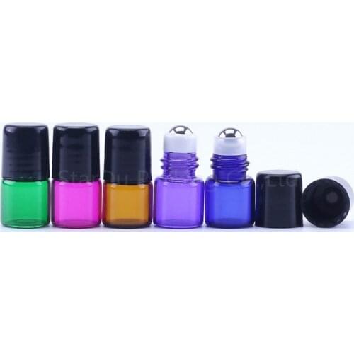 5PCS 1ml Glass Essential Oil Roller Bottles, Glass Roller Balls Aromatherapy Perfumes Lip Balms Glass Roll On Bottle
