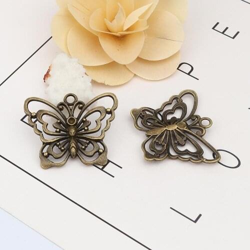 5PCs Vintage Hollow Butterfly Shape Charms Pendants For DIY Necklace Jewelry Making Pendant 4.7x3.8cm Accessories