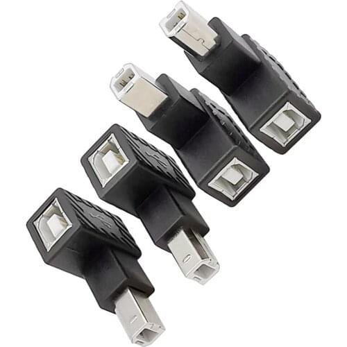 USB 2.0 Type B Print Port Adapter Converter 90 Degree Right Angle Plug Jack Male to Female for Printer Scanner Black