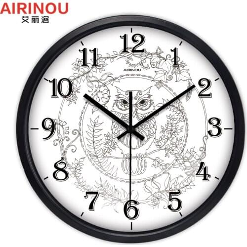 Airinou Simple Line-Drawing Series Owl Deer Compass New Design Silent Movement Wall clock, Living Room Shop Hotel Decorate Clock