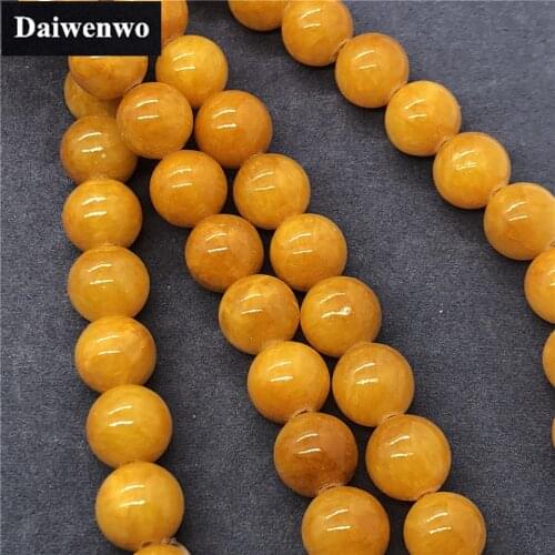 Orange Yellow Jade Beads 6-12mm Round Natural Loose Stone Diy for Bracelet