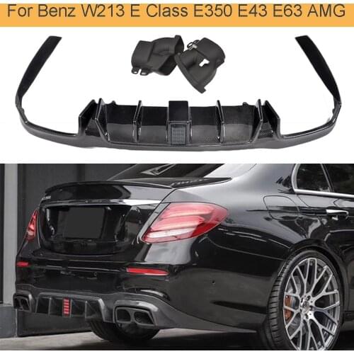 Car Rear Bumper Diffuser Lip Spoiler with Exhaust Tips For Mercedes-Benz E Class W213 E350 E43 E63 AMG 2016 - 2018 Rear Diffuser