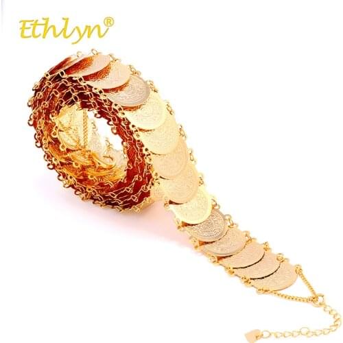 Ethlyn Complex Exquisite the Middle East/Islam/Arab Accessories Charming Circular Body Jewelry Single Round Coin Belly Chains