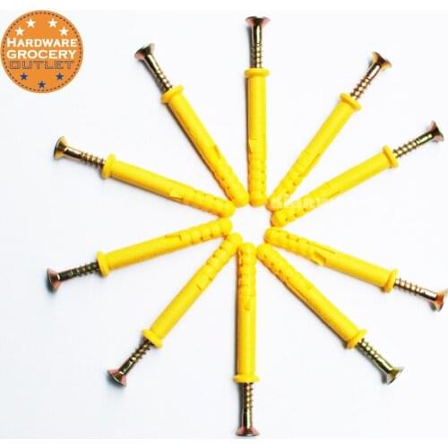 Drywall Ribbed Plastic Anchors with Screws Kit Plastic Expansion Pipe Wall plug WhoeSale High Quality 50pcs 8x60mm