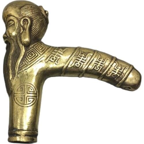 Hot sale antique pure copper carving life star crutch head birthday collection