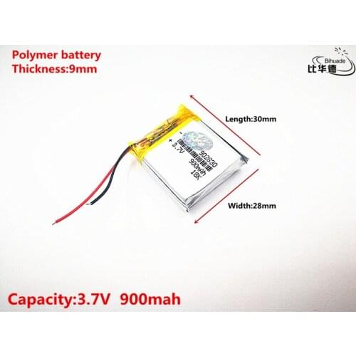 Good Qulity 3.7V,900mAH,902830 Polymer lithium ion / Li-ion battery for TOY,POWER BANK,GPS,mp3,mp4