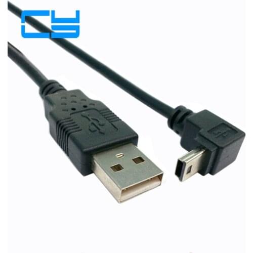 Down Angled 90 degree Mini USB 2.0 B type 5Pin Male to USB male data cable 0.5m
